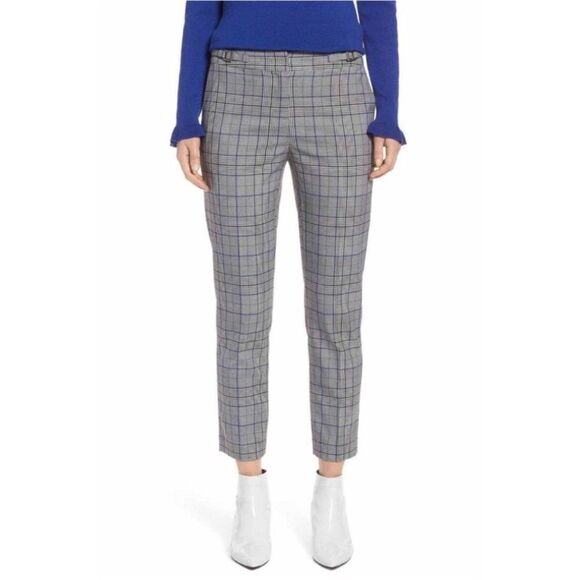 Halogen Grey Plaid Slim Fit Ankle Pants - Picture 1 of 11